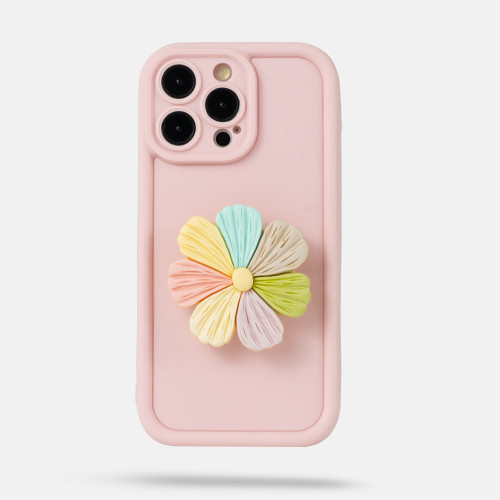ETUI DO IPHONE Z KWIATEM - KOLOR RÓŻOWY