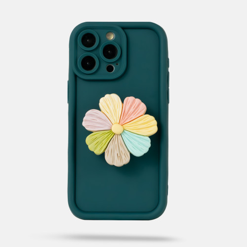 ETUI DO IPHONE Z KWIATEM - KOLOR ZIELONY